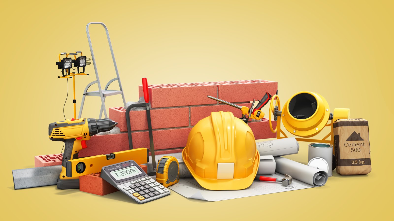 Construction workers on a building site